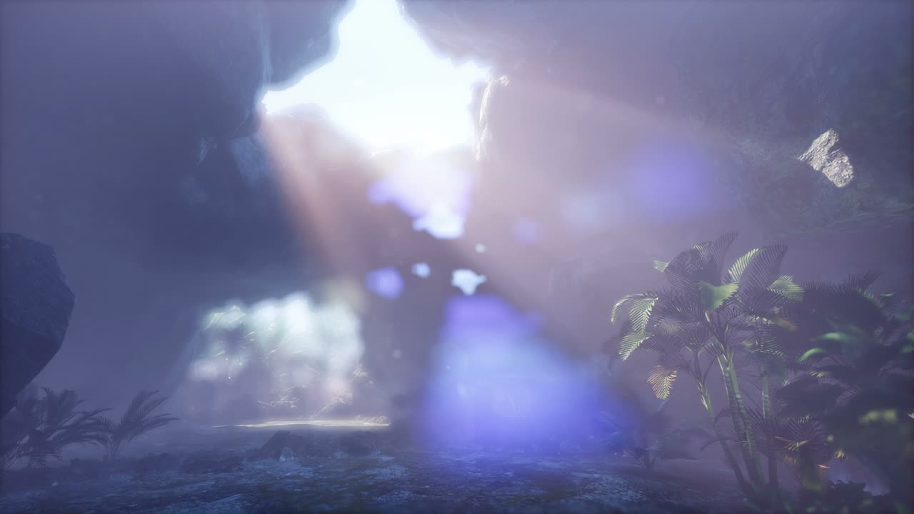 luz del sol dentro de una cueva misteriosa