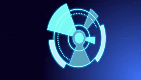 futuristic radar scanning animation with digital data elements on dark blue background