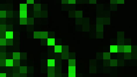 pixelated green squares on black background