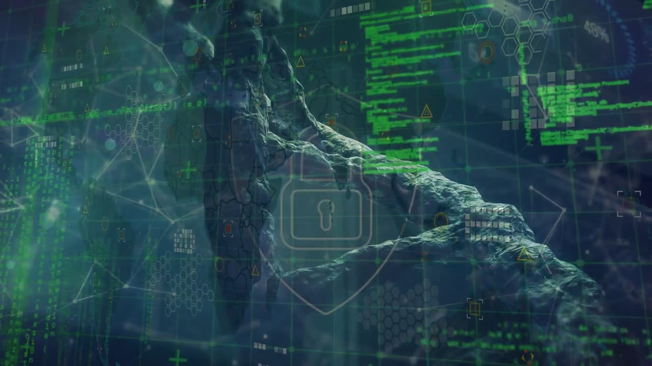 데이터 처리 및 dna 가닥에 대한 연결 네트워크의 애니메이션