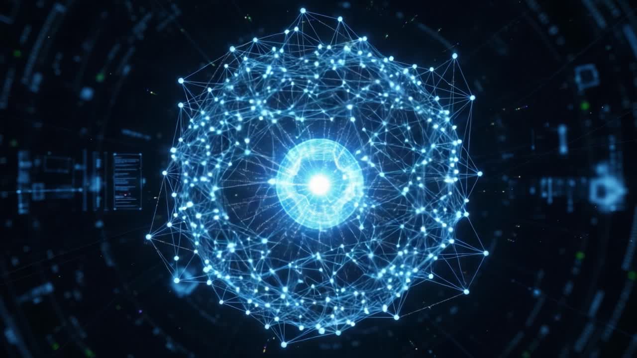 Dynamic Representation of a Network Structure Mimicking an Atomic Model, Highlighting Connective Relationships in a Data-Driven Universe