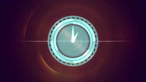animación de reloj que se mueve rápido y procesamiento de datos sobre círculos
