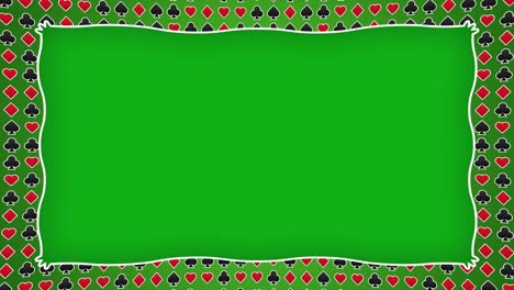 playing card suits hearts diamonds clubs spades pattern frame green