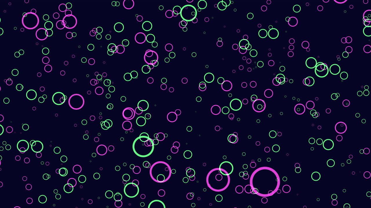vuelan anillos de neón abstractos al azar en la galaxia oscura