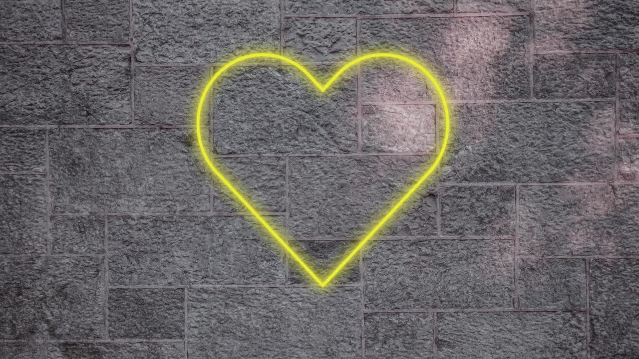 signo de corazón de neón en la pared de ladrillo 4k