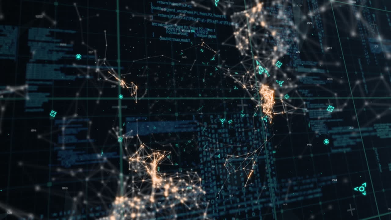 Program codes and asymmetrical lines with profile icons