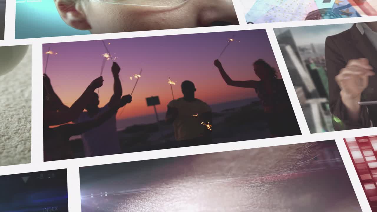 다중 스크롤 비즈니스, 레저 및 기술 화면의 복합 애니메이션