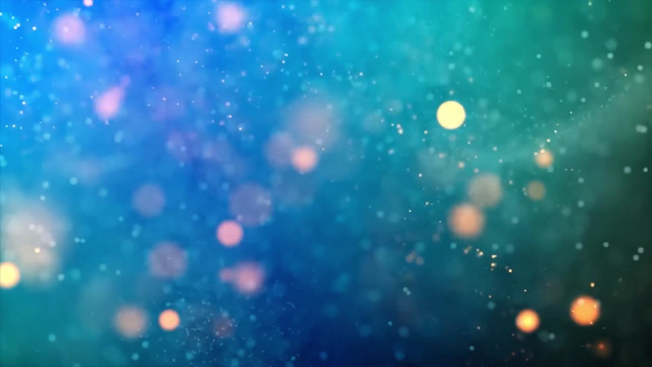 Bokeh Particles Floating On Blue Background