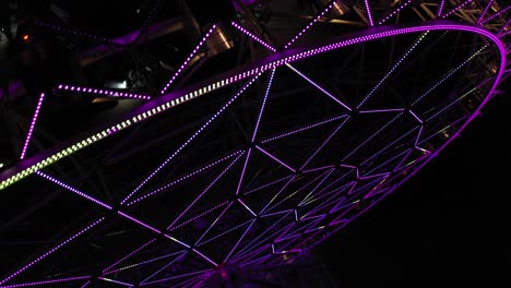 Aerial-night-view-of-the-new-ferris-wheel-located-at-Aztlan,-Parque-Urbano-in-Chapultepec,-Mexico-City