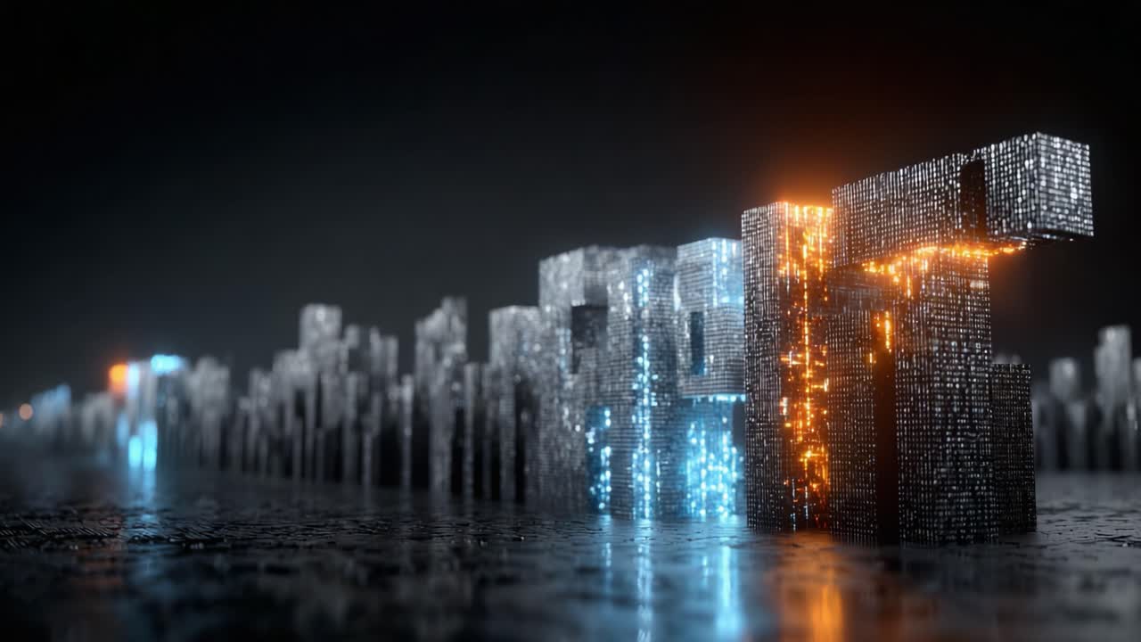 A Stunning Digital Landscape: Evolving Structures of Light Emphasizing Innovation in a Futuristic Cityscape. A Visual Journey Through Neon Energy and Modern Design