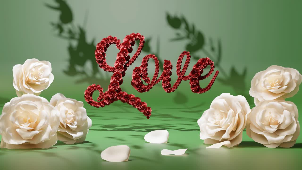 exhibición de amor floral romántico fondo verde