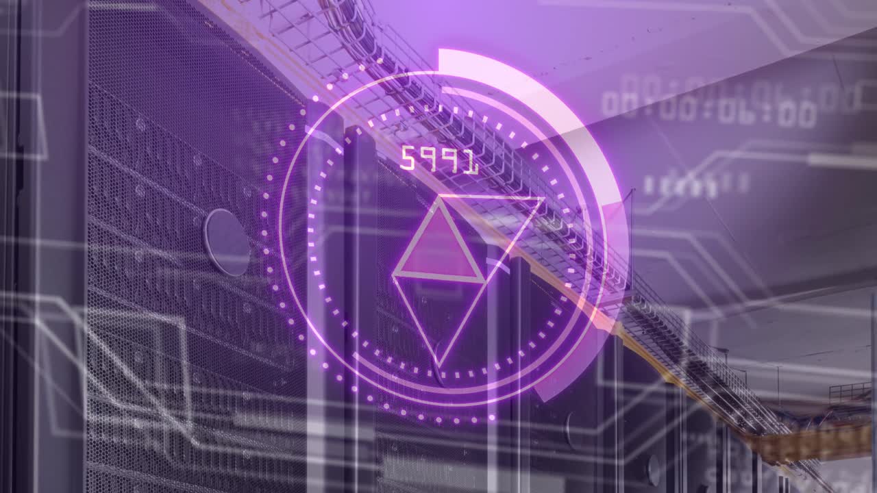 Animation of scope scanning with data processing over server room