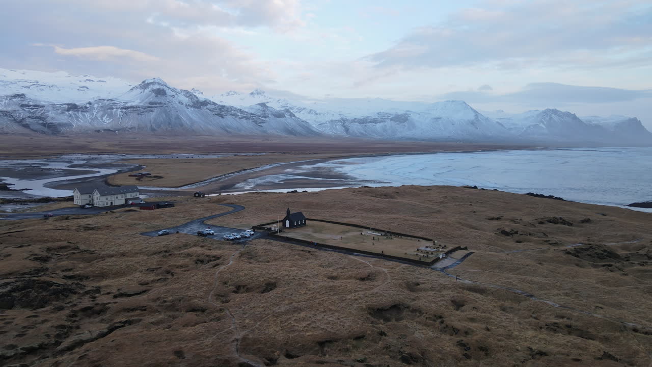 budakirkja 교회 공중 샷, 아이슬란드-1