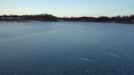 frozen lake at sunrise/sunset