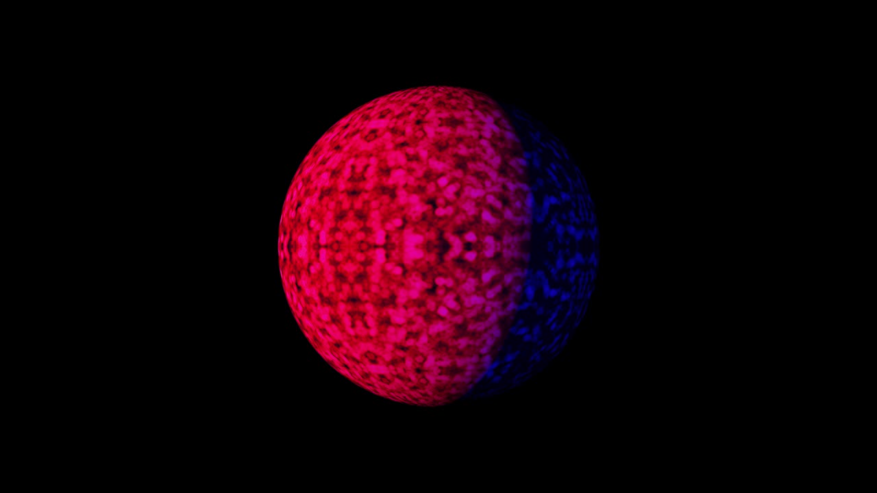Abstract 3D render sci-fi futuristic ball with red and dark blue light color rotate isolated transparent with alpha channel Quicktime prores 4444. 4K red cyber orb seamless looping effect element.