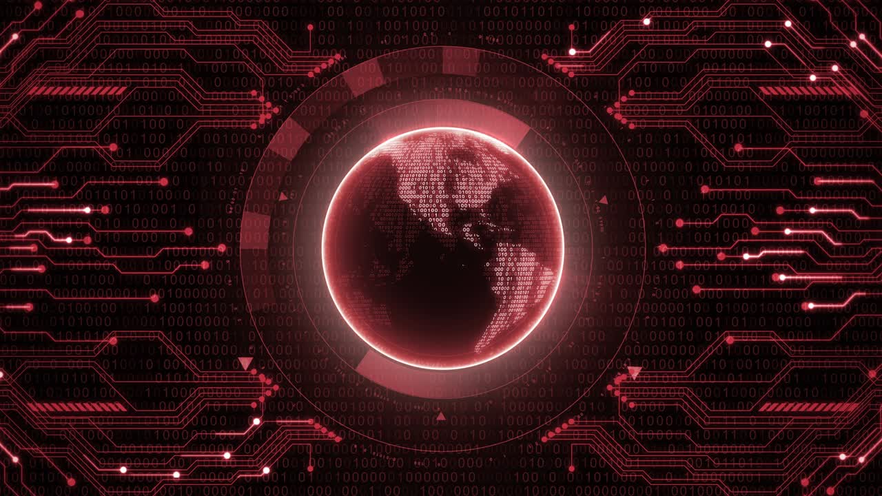Red Earth Globe HUD Animation Loop Background