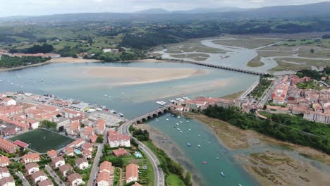 san vicente de la barquera aerial drone footage, cantabria. ria de san andrés
