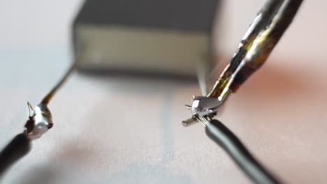 soldering wire with tin and rosin, close up