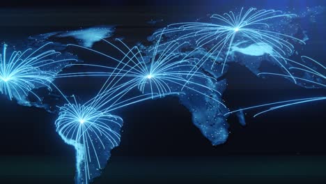 tech earth globalization in 3d animation. global business dots on rotating planet.