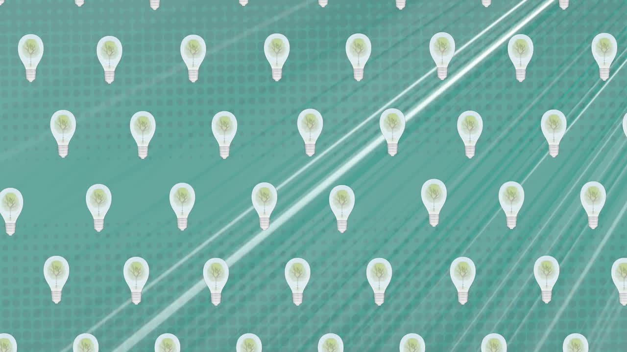 녹색 배경 위에 떠다니는 전구의 애니메이션