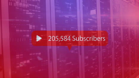animación del procesamiento de datos de las redes sociales a través de servidores informáticos