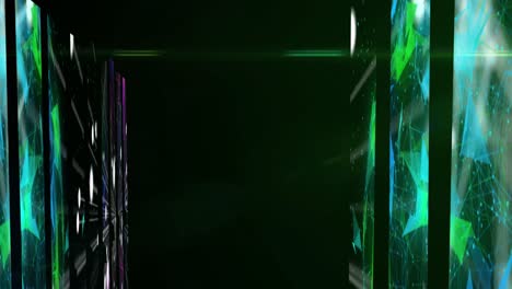 animación del procesamiento de datos sobre formas sobre fondo verde