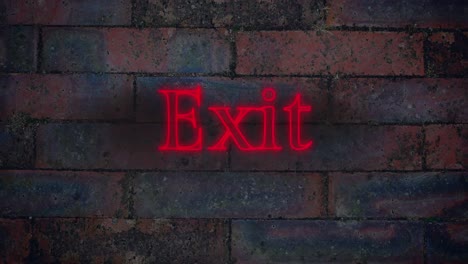 exit neon sign on brick wall background