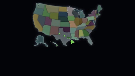 hawaii está resaltada - estados unidos - mapa de estados unidos