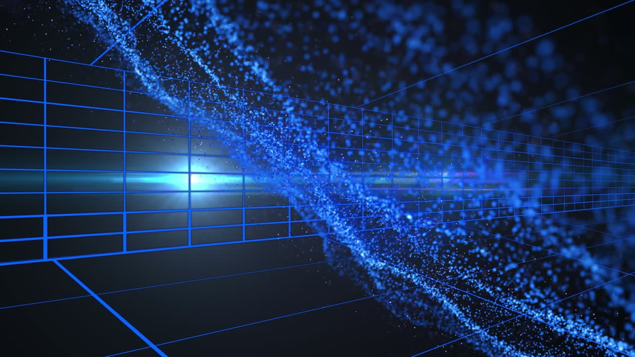 Animation of light spots over lines on black background