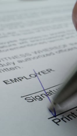 document with signature and employer field