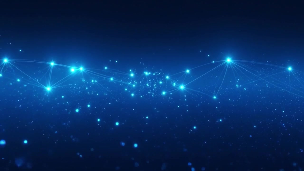 Abstract Digital Network Connecting Glowing Blue Particles
