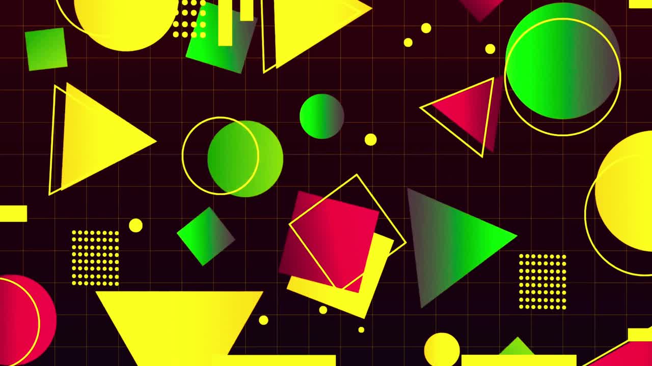 Sfondo animato con forme geometriche in stile retrò anni '80