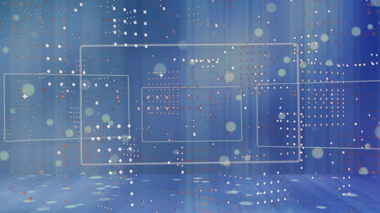 On start white orbs drifting forming grids tracing rectangles visualizing data flow before fading