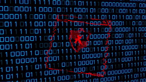 animación de codificación binaria y procesamiento de datos sobre texto hackeado del sistema