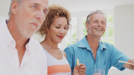 Grupo-De-Amigos-Senior-Multiculturales-En-Vacaciones-De-Verano-Reuniéndose-Para-Tomar-Una-Copa-En-Un-Apartamento-De-Vacaciones