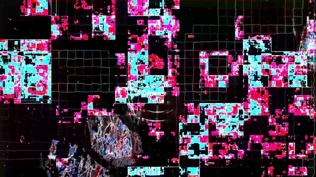 Abstract Geometric Neon Grid Pattern