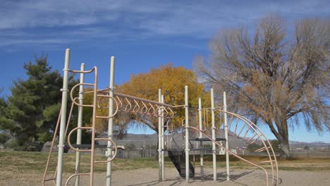 Static-shot-of-an-empty-playground-in-the-fall