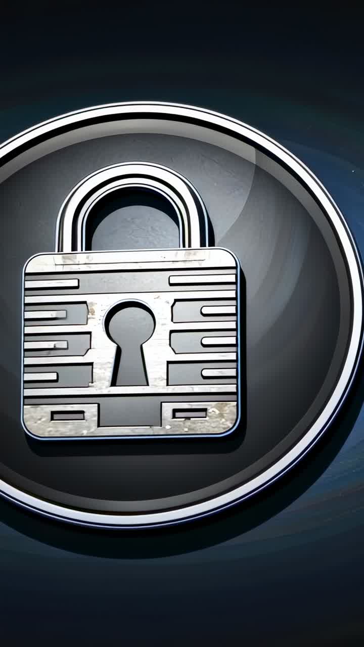 Vertical video: Clip starting camera panning, zooming into padlock ring, revealing keyhole