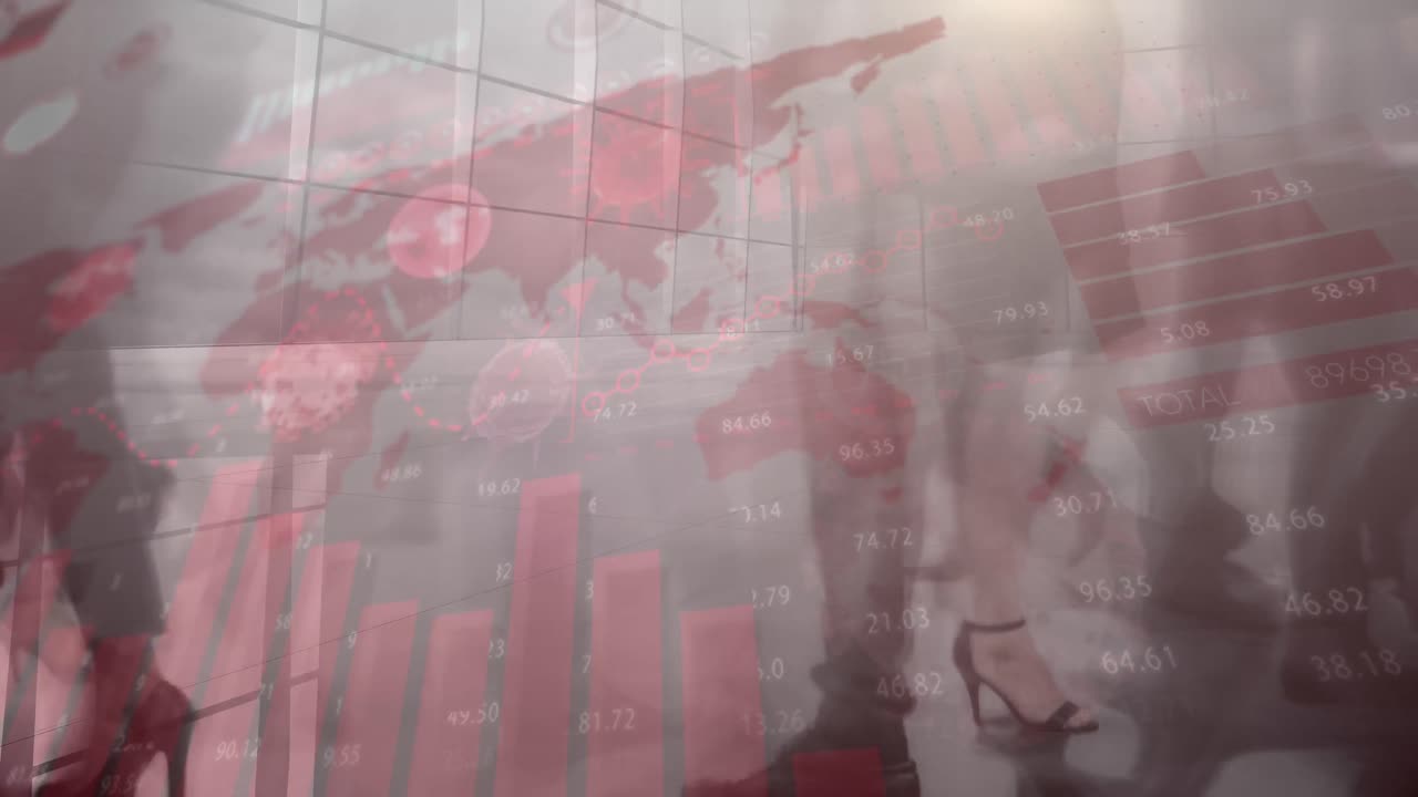 interfaz digital de coronavirus contra las personas que caminan