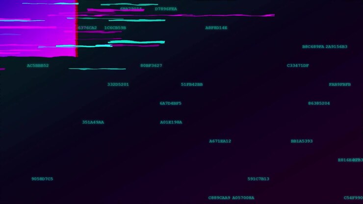 Digital Glitch Effect with Floating Hexadecimal Data Codes