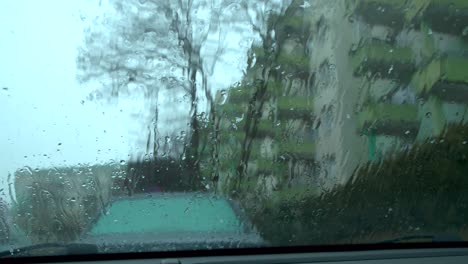 rain falling on glass window