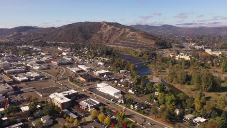 roseburg oregon, usa. umpqua river and i-5 interstate