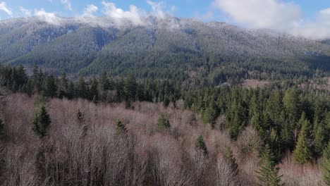 Mountain-range-of-Evergreen-forest-on-a-partly-cloudy-sky-in-Washington-State-North-Bend-in-the-Pacific-Northwest