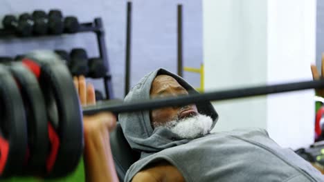 senior man exercising with barbell weight 4k