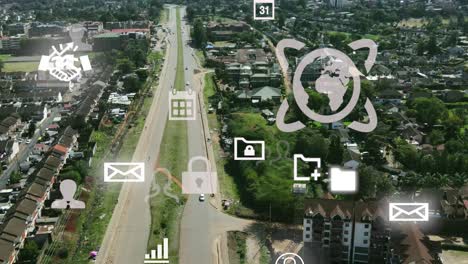 Birdseye aerial view of Kibera slum, tedchnology concept of shanty poor neighborhood of Nairobi, Kenya