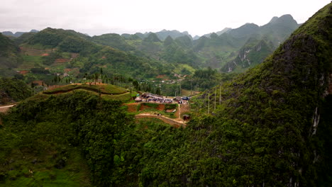 viewpoint of scenic karst terrain in northern vietnam, ha giang loop. aerial