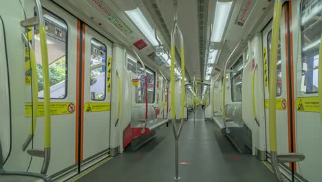 time lapse shot of  railway train transportation interior empty