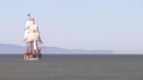 a tall master schooner sails on the high seas