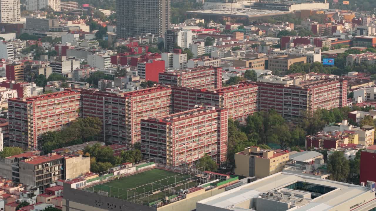 Colonia del Valle housing, aerial drone view