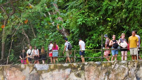 grupo de personas caminando por un sendero panorámico